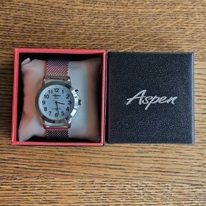 New Aspen Unisex Watch Silver Tone AP 3092 Basket Weave Steel Band Watch 30M